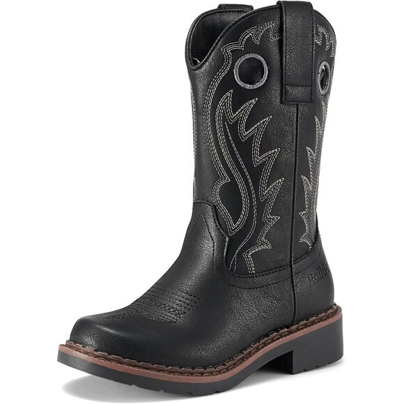 ⚡Kids Girls Black Western Boots Square Toe Cowgirl Boots For Toddler - Picture 1 of 6